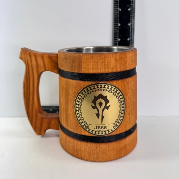 Large Wooden World of Warcraft Horde Tanker Mug Stein - Picture 9 of 9